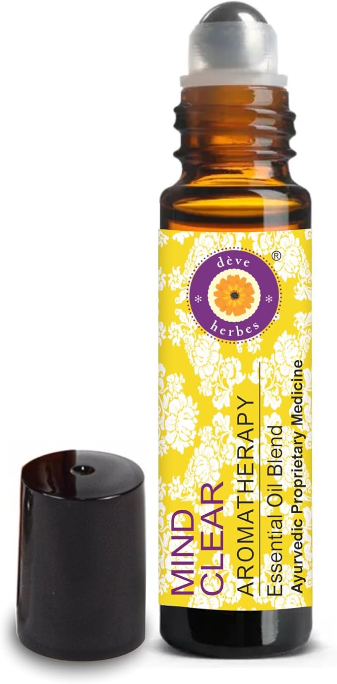 déve herbes Mind Clear - Aromatherapy Essential Oil Blend of Bergamot, Lavender, Neroli, Rose, Melissa, Geranium, Cedarwood, Patchouli & Orange Essential Oils 10ml (Roll-On)