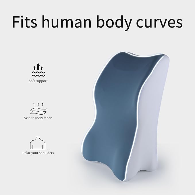 Reading Prone, Ergonomic Back Support Pillow for Bed Sitting Up Prone Pillow Face Down Sleep, Resting, Relaxing Back Pain Relief, Blue