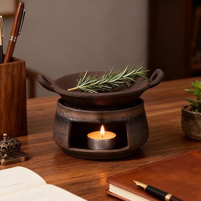 Ceramic Aromatherapy Stove Essential Oil Burner, Aromatherapy Kit,2026 Handmade Zen Incense Burner Kit for Home Office, Tea Light Candle Holders Teapot Warmer for Meditation
