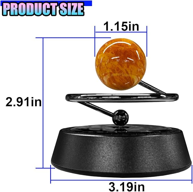 Solar Car Air Diffuser, Alloy Planet Rotating Aromatherapy Diffuser, Funny Car Dashboard Ornament, Vehicle Interior Decoration Accessories for Men, Women(Black)