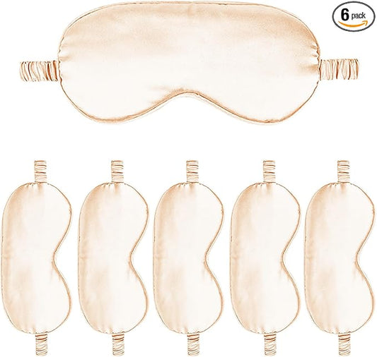 6PACK Silk Sleep Mask Satin Eye Masks Blackout Silky Eyeshade Cover Soft Blindfold Eyeshades for Women Sleeping Travel Gift