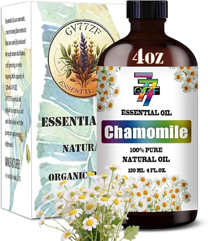 Chamomile Essential Oil - Chamomile Oils for Diffusers, Humidifiers, DIY Candles, Soap, Cleaning, Home, Office, Yoga, Massage, Gifts - 4 fl oz (120 ml) - GV77ZF