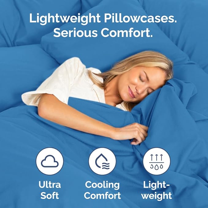 Standard Pillow Cases Set of 4 - Ultra Soft Hotel Quality Pillowcase Covers - Comfy Bedding for Women, Men, Kids & Teens - Machine Washable Pillow Protectors - 4 Piece Set - Standard Size Royal Blue