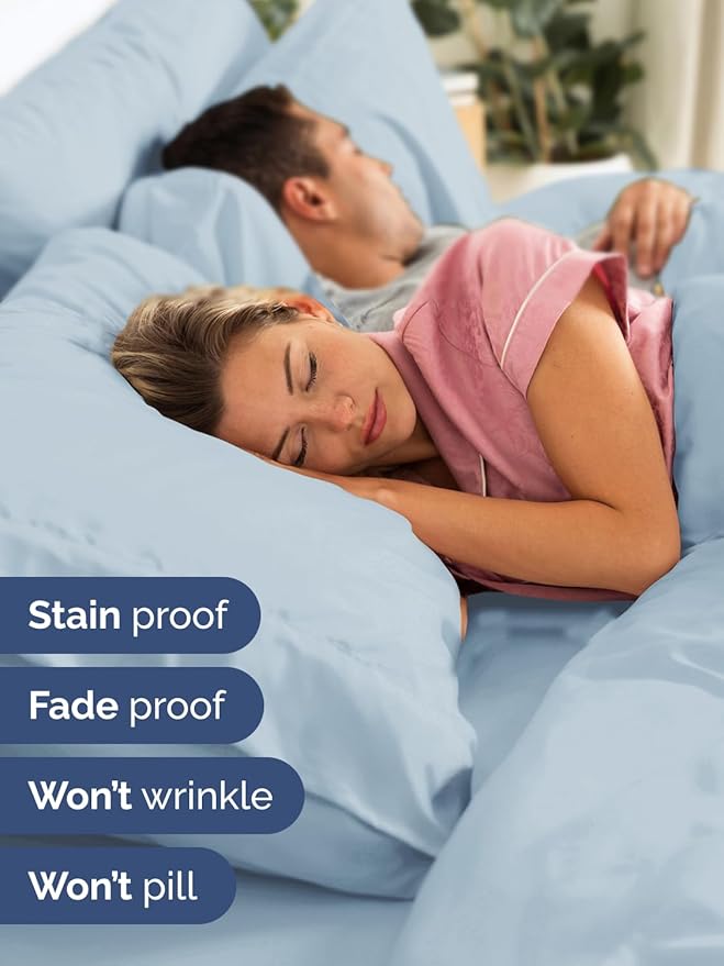 Extra Deep King Sheet Set - 4 Piece Breathable & Cooling Bed Sheets - Easily Fits 18 to 24 inch Mattress - Ultra Soft, Wrinkle & Fade Free w/ Extra Deep Pockets - Comfy Hotel Luxury Bedding - Sky Blue