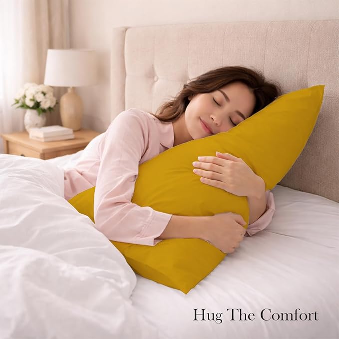 400 Thread Count 100% Egyptian Cotton Queen Size Pillowcases Set of 4, Soft & Breathable Sateen Weave, Envelope Closure, Hotel Luxury Bed Linen, Durable & Fade Resistant, 20"x30", Gold