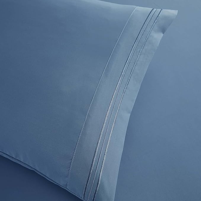 Clara Clark Full Sheets, 6 Piece Set - Hotel Luxury Bed Sheets, Super Soft Bedding Set, Full Size, Blue Heaven