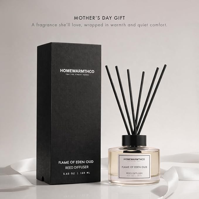 Oud Rose & Jasmine Reed Diffuser Set - Luxury Fragrance Reed Diffusers for Home. Office, Bathroom, Kitchen and Home Decor - Long-Lasting Scent with Non-Toxic Oils (5.63 oz, 160ml)