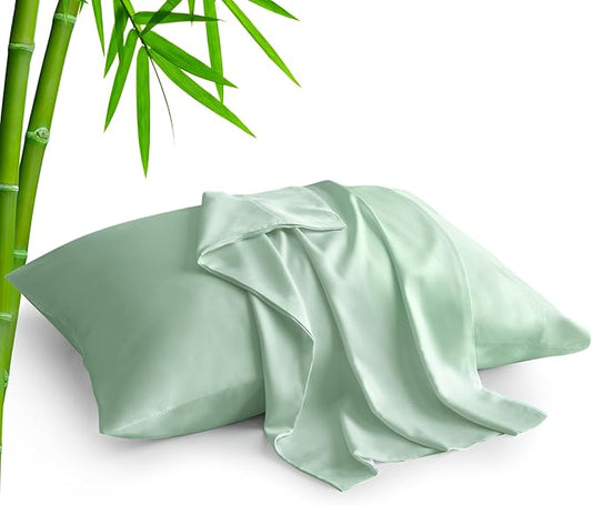 BEDELITE King Size Pillow Cases Set of 2, Rayon Derived from Bamboo, Cooling Pillow Cases for Hot Sleepers & Night Sweats, Breathable and Silky Soft Envelope Pillowcases(Mint Green, 20"x36")