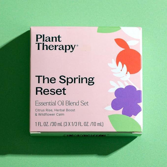 Plant Therapy The Spring Reset Essential Oil Set - Three Exclusive Spring-Focused Blends, Citrus Rise, Wildflower Calm & Herbal Boost, Supports Relaxation, Clarity, and Refreshed Energy
