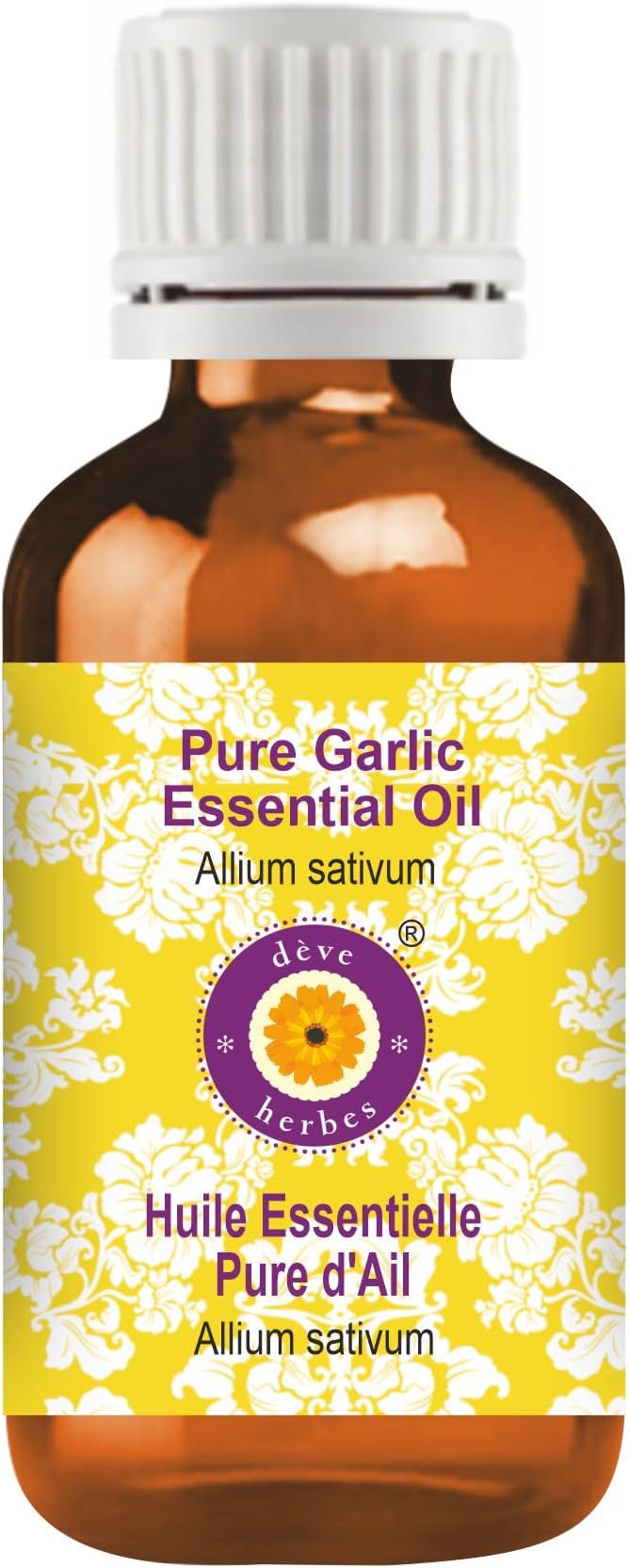 Deve Herbes Pure Garlic Essential Oil (Allium sativum) Steam Distilled 100ml (3.38 oz)