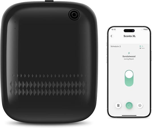Airversa Waterless Essential Oil Diffuser for Home Large Room and Commercial Use, Up to 2000 sq ft, App Control Cold Air Diffuser, 400mL, DC-12V/1A Plug in Wall, Smart Scent Air Machine, ANW-Black