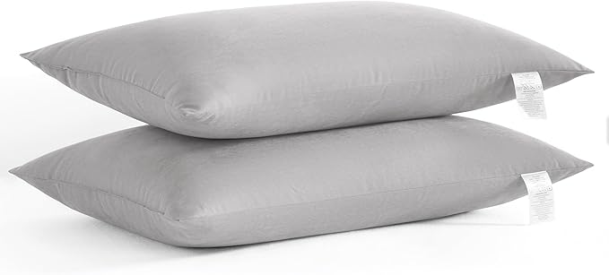NTBAY Down Alternative Bed Pillows, Queen Size Set of 2, Machine Washable Soft Pillow for Back, Stomach or Side Sleepers, Soft Hotel Collection Pillows for Sleeping, Light Grey