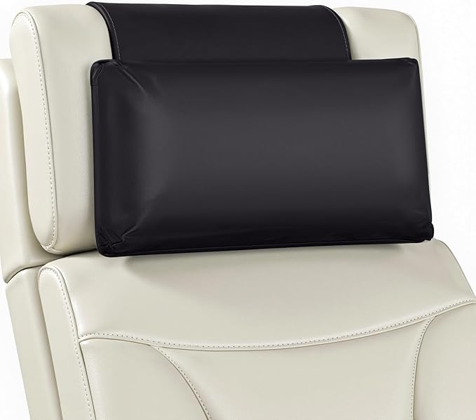 Leather Recliner Pillow, Adjustable Neck & Head Support Pillow, Pu Leather Non-Slip Headrest for Recliner Chair, Couch, Office Chair, Sofa