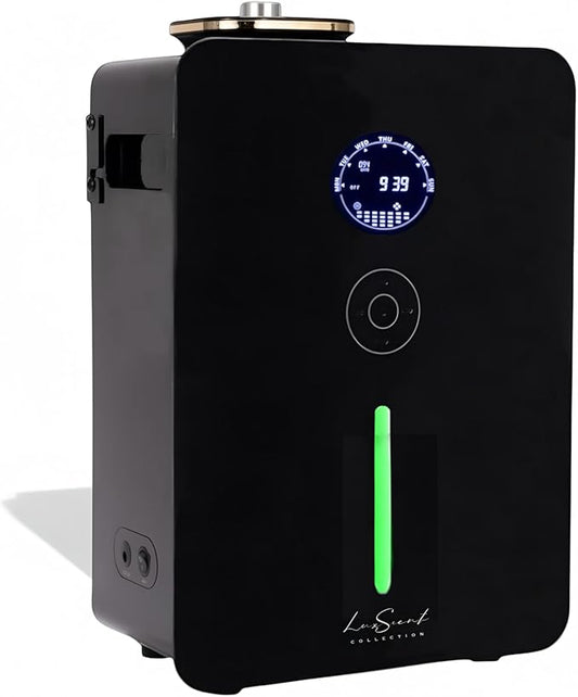 Aroma Scent Diffuser Bellagio - for Up to 3500sq ft HVAC System or Stand Alone - Fragrance Oil Hotel Diffuser Heatless, Waterless, Smart Timer, No Residue, Home Essential Oils Diffusers (Black)