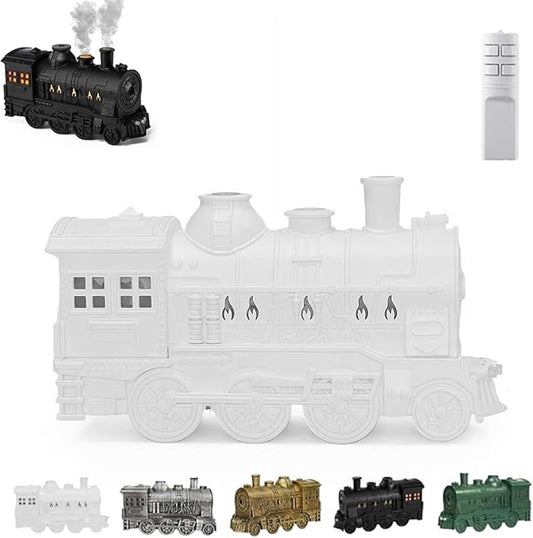 300ml Vintage Steam Train Aromatherapy Essential Oil Diffuser with Dual-Color LED Light, Train Oil Diffuser, 2 Mist Modes, Auto Shut-Off, Ultra-Quiet Humidifier for Home, Office (White,Two Colors)