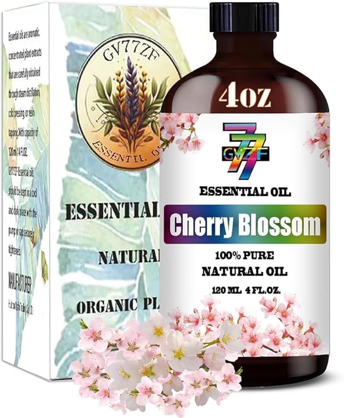 Cherry Blossom Essential Oil - Cherry Blossom Oils for Diffusers, Humidifiers, DIY Candles, Soap, Cleaning, Home, Office, Yoga, Massage, Gifts - 4 fl oz (120 ml) - GV77ZF