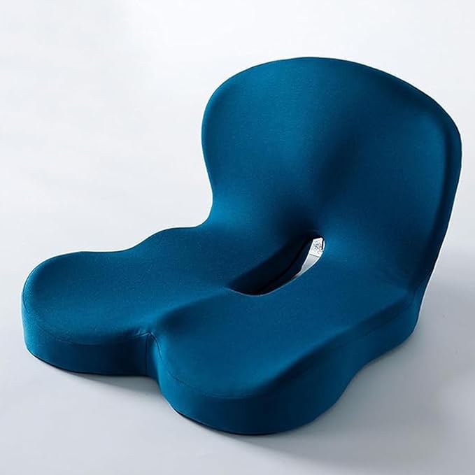 L-curve Pressure Relief Tailbone Pillow,Breathable Hip And Waist Protection Integrated Sacral Pillow, With Memory Foam Inner Core, Is Suitable For Office Chairs,Wheelchairs,And Car Seats(Blue)