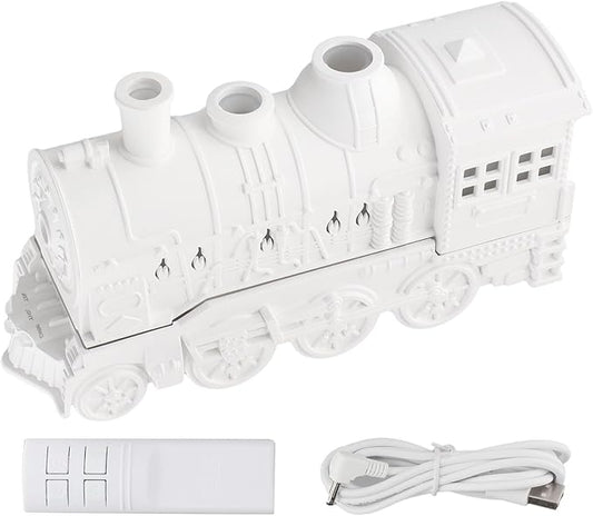300ml Steam Train Essential Oil Diffuser Cool Mist Humidifier with Retro Design Ultra-Quiet Operation Dual Ambient Light Modes Auto Shut-Off for Bedroom or Office(Silver)