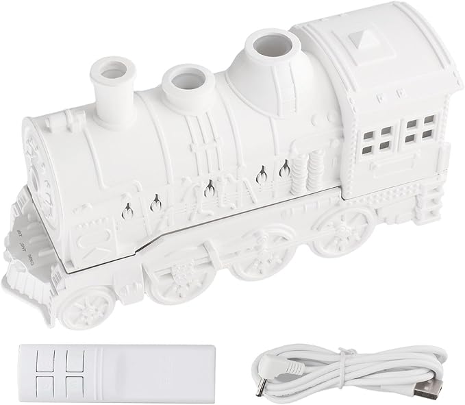 300ml Steam Train Essential Oil Diffuser Cool Mist Humidifier with Retro Design Ultra-Quiet Operation Dual Ambient Light Modes Auto Shut-Off for Bedroom or Office(Black)