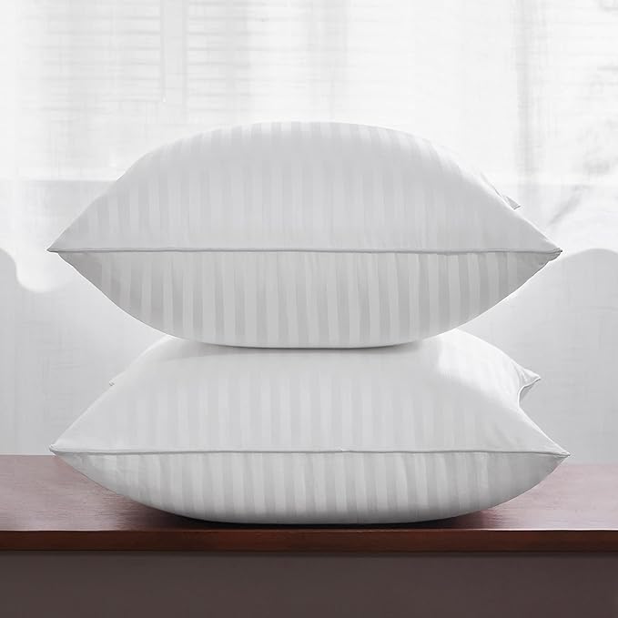 Oubonun 24 x 24 Throw Pillow Inserts, Firm and Fluffy Decorative Square Pillows for Couch Bed Sofa with Soft Cotton Cover White Cushion with Down Alternative Pack of 2