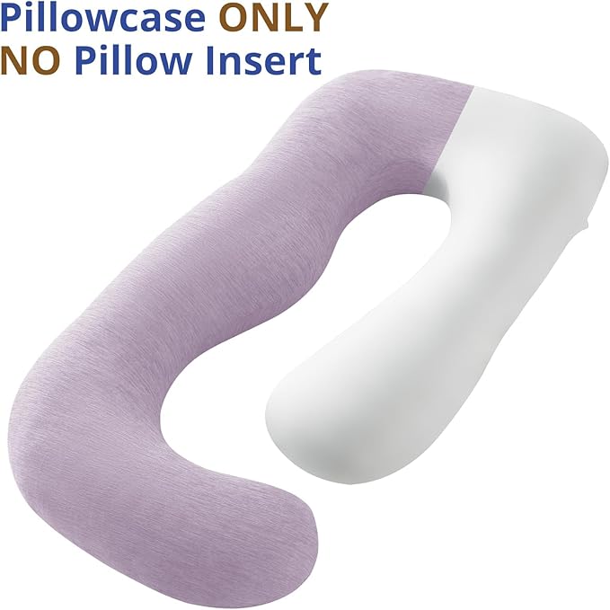 Sasttie Cooling Pregnancy Pillow Cover, 57-inch U Shaped Pregnancy Pillow Case, Fits 55 to 57 Inch Maternity Pillow, Lavender Purple (No Pillow Insert)