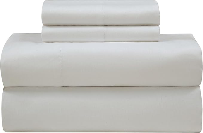 ROYALE LINENS 300 Thread Count 100% Long Staple Combed Cotton Sheet Set - 4 Piece King Bed Sheets - 1 Fitted, 1 Flat & 2 Pillow Cases - Soft Cool & Crisp Sheet Set (King, Dove)
