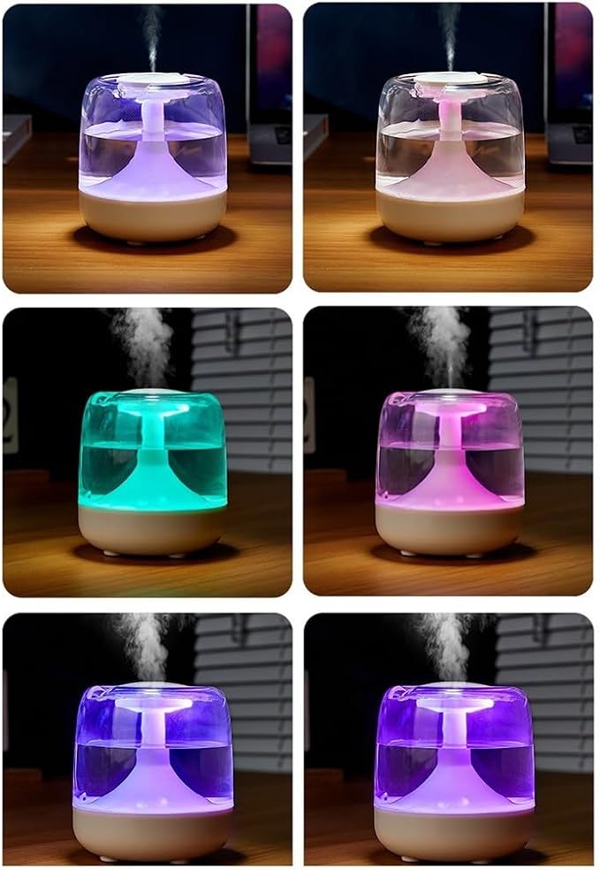 Minhe Quiet USB Humidifier for Bedroom & Office – 650ml Aromatherapy Diffuser with Colorful LED Light, Silent Mist, ABS, 2W Low Power Consumption, 8H Timer(white)