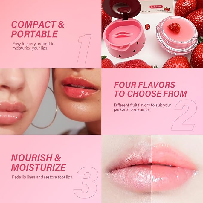 1 Pack Fruit Lip Balm, Moisturizing & Smoothing Lip, Hydrate Repair Prevent Dry Cracked Lip Sleeping Lip Mask, Effective Reduces Lip Lines Lip Care (Watermelon)