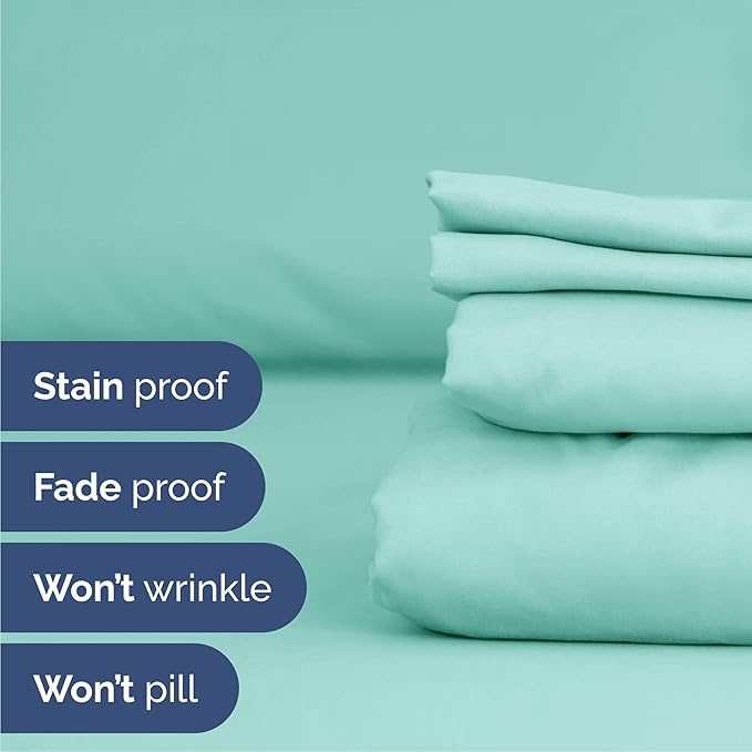Queen 6 Piece Sheet Set - Comfy, Breathable & Cooling - Hotel Luxury Bedding for Women, Men, Kids, Teens & Children - 1 Flat & 1 Fitted Sheet & 4 Pillowcases w/ Deep Pockets - Wrinkle Free - Spa Blue