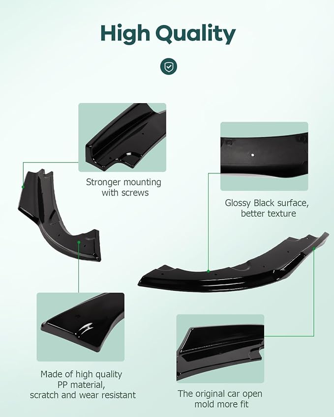 SCITOO Glossy Black Left Right Rear Bumper Canard Splitter Diffuser Valence Lower Spoiler Lip Bumper Splitters Aprons Fit for 2016-2019 for Honda Civic 4 Door Sedan Model