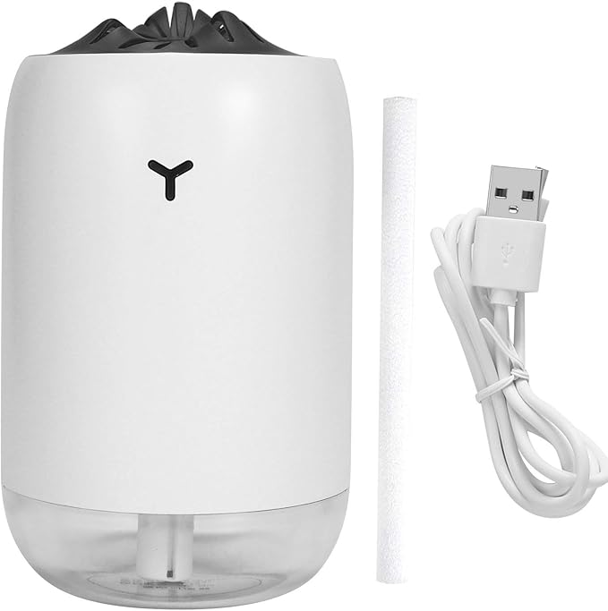 260ml USB Desktop Humidifier, Mini Air Diffuser with Night Light, Quiet Mist Humidifier for Home Office, One - Button Dual Mist Mode, Leak - Proof Design (White)