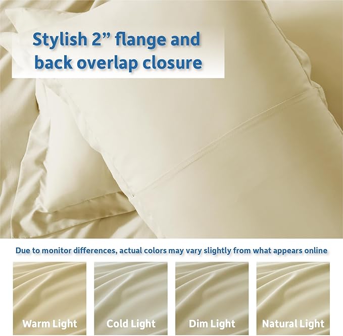 Nestl California King Duvet Cover Set with Comforter Insert - Vanilla Yellow 4 Piece 104x98 Duvet Cover & 2 Pillow Shams with White Quilted Down Alternative Comforter, Ultra Soft, All Season