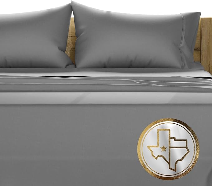 TEXAS LINEN CO. 100% Egyptian Cotton King Sheets Set - Luxury 1500 Series Couture Comfortin' Collection Egyptian Cotton Sheets King Size Bed Set (4 PC, Dark Grey), 17" Deep Pocket, Hotel Bedding Set