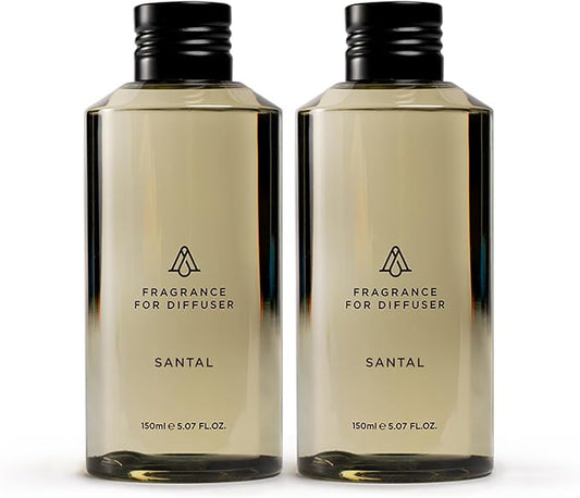 AromaPlan Hotel Scents Santal 2-Pack (5.07Fl Oz/150ml Each) Luxury Aroma & Hotel Fragrance Diffuser Oil- Hotel Diffuser Oil for Aromatherapy- USA Made, Bigger Bottle, Bolder Aroma & Longer Lasting