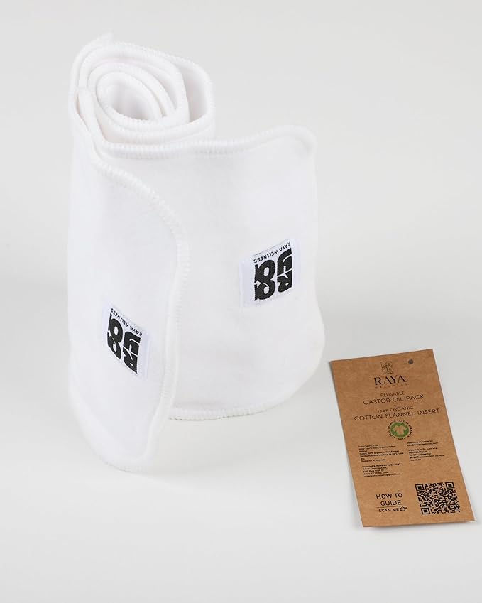 Organic Cotton Castor Oil Accessories Kit - 7 Piece Set (Eye, Knee, Neck, Liver Packs & Flannel)