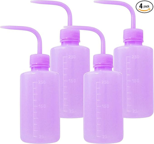 4 Packs Tattoo Wash Bottle Water Squirt Squeeze Diffuser Bottles (Purple, 250ml)