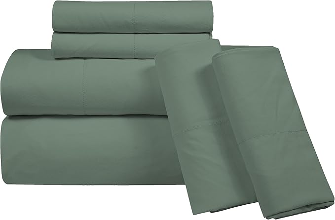 ROYALE LINENS 4 Piece Full Sheets Set - Soft Brushed 1800 Microfiber Bedding - 1 Fitted and 1 Flat Sheet, 2 Pillow case - Wrinkle Free & Fade Resistant - Hotel Luxury Bed Sheets Set (Green Bay, Full)