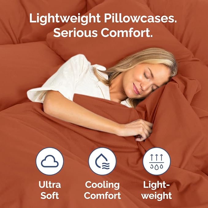 Standard Pillow Cases Set of 4 - Ultra Soft Hotel Quality Pillowcase Covers - Comfy Bedding for Women, Men, Kids & Teens - Machine Washable Pillow Protectors - 4 Piece Set - Standard Size Terracotta