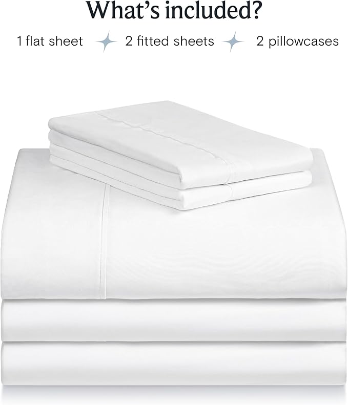 LuxClub 5 PC Split King Sheet Set Bed Sheets Deep Pockets 18" Wrinkle Free Cooling Sheets Machine Washable Hotel Bedding Silky Soft - White Split King