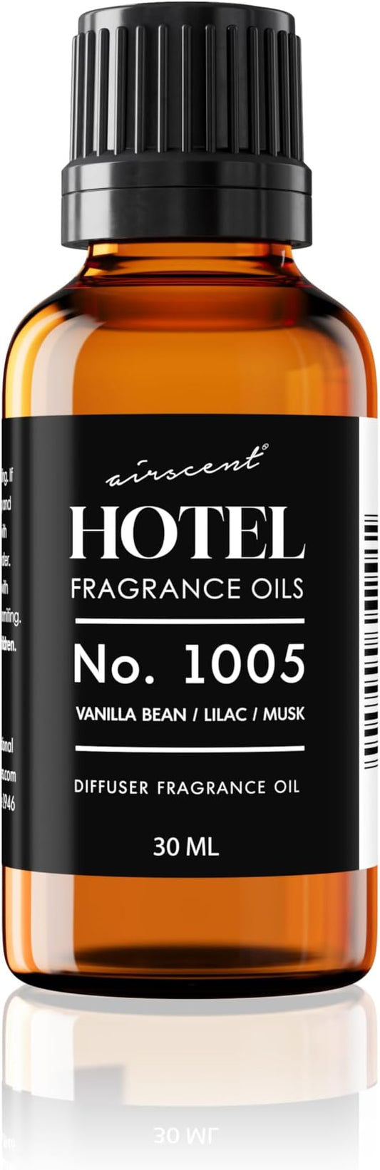 AirScent Hotel Diffuser Oil No. 1005 - Vanilla Bean Lilac Sandalwood - Hotel Scent Dupe - Premium Fragrance Oil for Ultrasonic and Waterless Diffusers and Crafting - 30 mL, 1 fl oz Glass Bottle