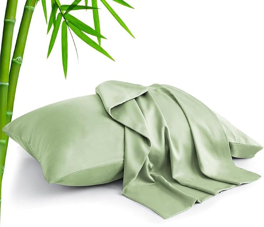 BEDELITE King Size Pillow Cases Set of 2, Rayon Derived from Bamboo, Cooling Pillow Cases for Hot Sleepers & Night Sweats, Breathable and Silky Soft Envelope Pillowcases(Sage Green, 20"x36")