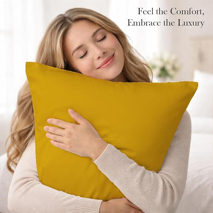 400 Thread Count 100% Egyptian Cotton Queen Size Pillowcases Set of 4, Soft & Breathable Sateen Weave, Envelope Closure, Hotel Luxury Bed Linen, Durable & Fade Resistant, 20"x30", Gold