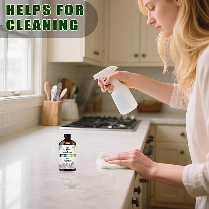 White Musk Essential Oil - White Musk Oils for Diffusers, Humidifiers, DIY Candles, Soap, Cleaning, Home, Office, Yoga, Massage, Gifts - 4 fl oz (120 ml) - GV77ZF