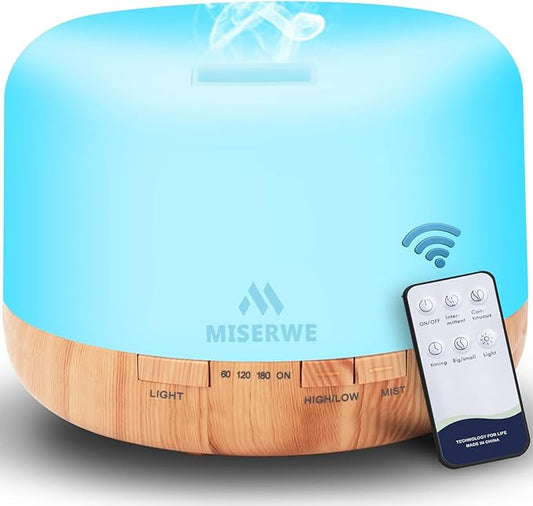 500ml Diffuser with Remote Control Waterless Automatic Shut Off Essential Oil Diffusers with Timing Mode Adjustable Oil Diffuser for Home