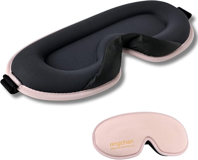 Ringchan Sleep Masks for Women Lash Friendly - 100% Blackout Eye Masks for Sleep - Zero Eye Pressure Sleeping Mask for Naps, Travel & Meditation, Adjustable & Soft - Dusty Rose Pink