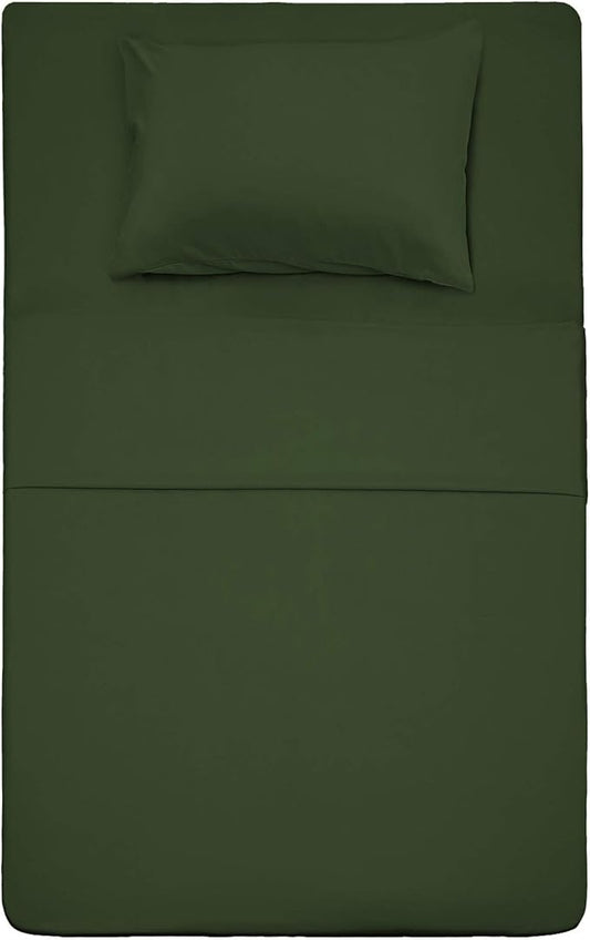Best Season 3 Piece Bed Sheet Set (Twin Size Olive Green) 1 Flat Sheet,1 Fitted Sheet and 1 Pillow Cases,100% Brushed Microfiber 1800 Luxury Bedding,Deep Pockets,Extra Soft & Fade Resistant