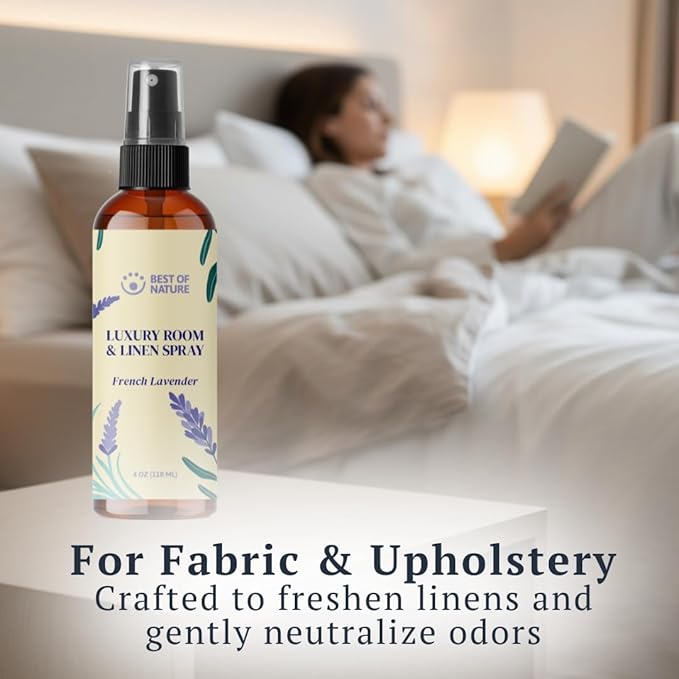 Best of Nature Luxury Room & Linen Spray – All-Natural Essential Oil Air Freshener for Home, Bedroom, Bathroom & Linens – Plant-Based, Family-Safe, Relaxing Aromatherapy Mist (French Lavender)