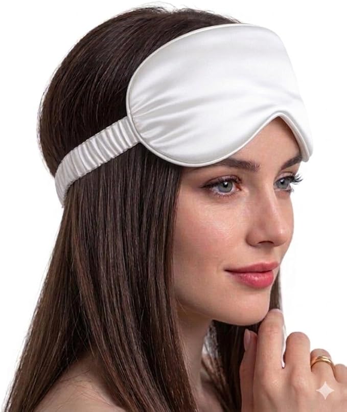 Silk Eye Mask for Sleeping - Satin Eye Cover with Silk Storage Bag White 3 Pcs Save 20%