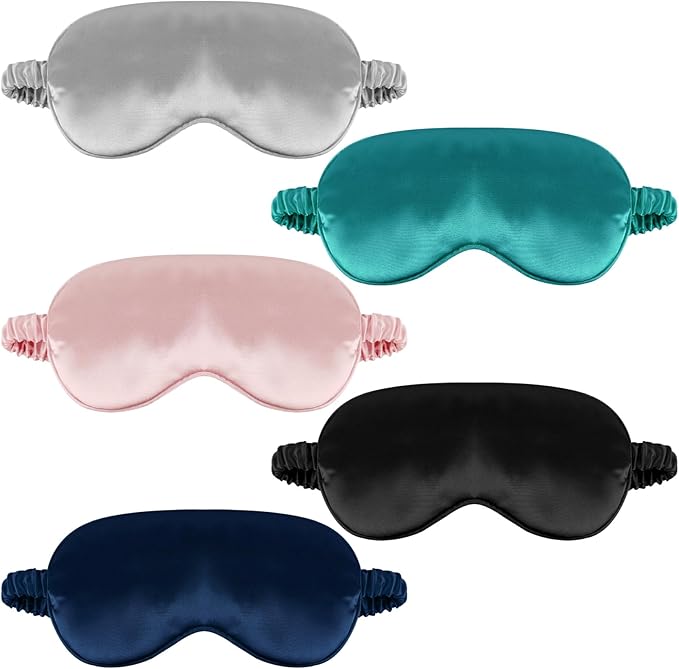 1 Pack Sleep Mask, Silk Eye Mask with Elastic Strap, Breathable Eye Mask for Sleeping,Travel, Girls, Women, Men (LightBlue)