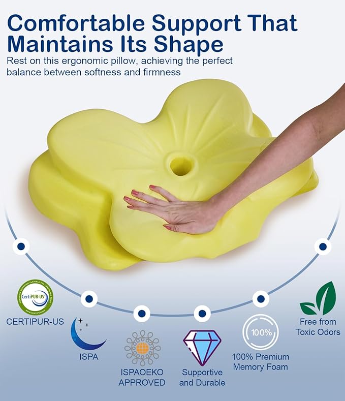 Cervical Neck Pillow, Ergonomic Memory Foam Pillows for Neck Pain Relief with Breathable Pillowcase, Neck Support Pillow with Adjustable Settings for Side Back Stomach Sleepers, Odorless White